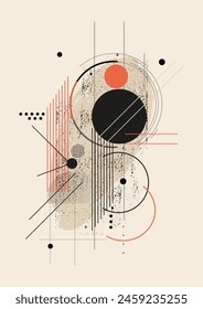 Fondo geométrico Abstractas con círculos, líneas y puntos. Ilustración vectorial.