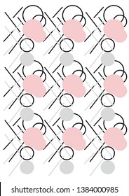 Abstract geometric background with circles and rectangles (pink, gray, black)