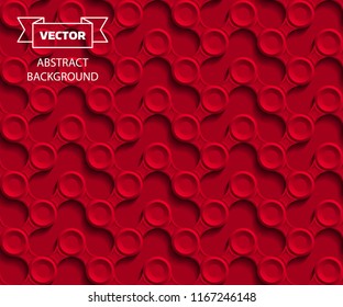 Abstract geometric background with circles. Red seamless pattern.