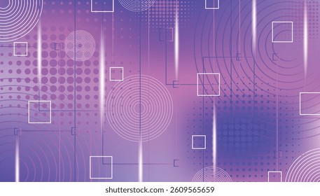 Abstract Geometric Background with Circles and Squares Vector Illustration.