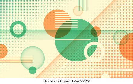 Abstract geometric background with circles and various patterns. Vector illustration.