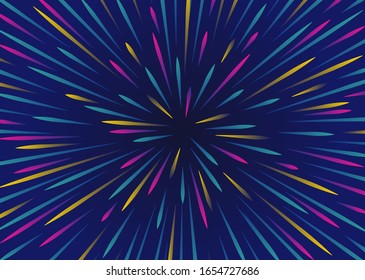 Abstract geometric background. Circular geometric centric motion pattern. Starburst dynamic lines or rays.