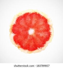 Abstract geometric background with citrus-fruit of grapefruit slice. Vector illustration.