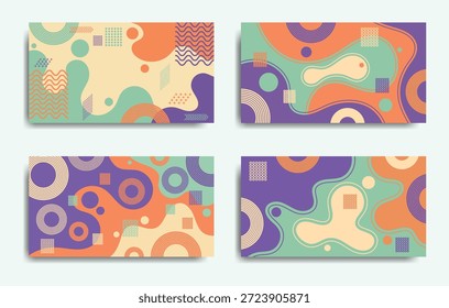 Colección geométrica Abstractas del fondo con las Formas orgánicas, los Colores pastel y el diseño moderno del modelo del estilo de Memphis.
