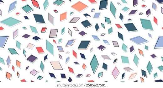 Abstract geometric background of colored diamonds. A seamless composition template for covers, banners, textures, textiles, clothing, and creative ideas
