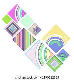 abstract geometric background with abstract colored rhombuses and lines, vector