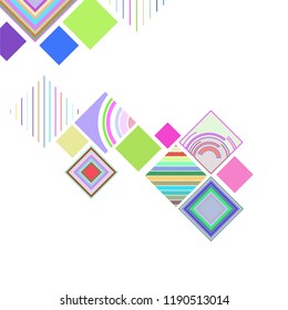 abstract geometric background with abstract colored rhombuses and lines, vector