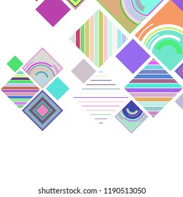 abstract geometric background with abstract colored rhombuses and lines, vector