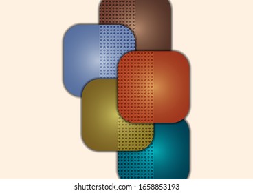 Abstract geometric background, colored round squares form a banner. Modern template for business brochure, flyer, presentation or web design layout. Vector illustration