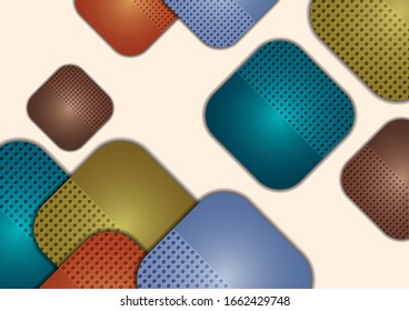 Abstract geometric background, colored round squares form a banner. Modern template for business brochure, flyer, presentation or web design layout. Vector illustration