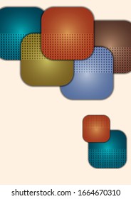 Abstract geometric background, colored round squares form a banner. Modern template for business brochure, flyer, presentation or web design layout. Vector illustration