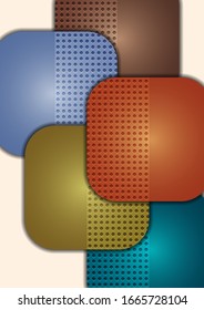 Fondo geométrico abstracto, cuadrados redondos de color forman un cartel. Plantilla moderna para el folleto de negocios, volante, presentación o diseño web. Ilustración del vector