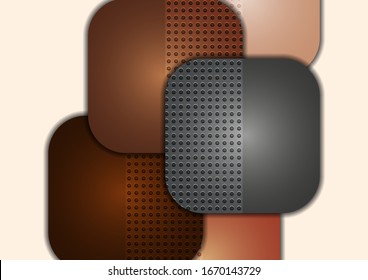 Abstract geometric background, colored round squares form a banner. Modern template for business brochure, flyer, presentation or web design layout. Vector illustration
