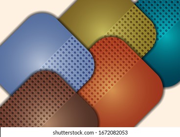 Abstract geometric background, colored round squares form a banner. Modern template for business brochure, flyer, presentation or web design layout. Vector illustration
