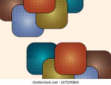 Abstract geometric background, colored round squares form a banner. Modern template for business brochure, flyer, presentation or web design layout. Vector illustration