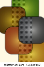 Abstract geometric background, colored round squares form a banner. Modern template for business brochure, flyer, presentation or web design layout. Vector illustration