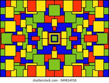 The abstract geometric background of colored squares