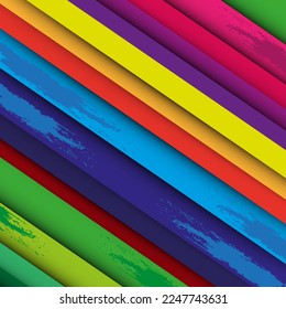 Abstract geometric background of colored stripes with shadow, paper cut, design element, brochure template