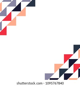Abstract geometric background with colored triangles in the corners. Can be used as poster, banner, border, background, Wallpaper, card, print and etc. Eps10 vector.