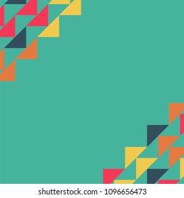 Abstract geometric background with colored triangles in the corners. Can be used as poster, banner, border, background, Wallpaper, card, print and etc. Eps10 vector.