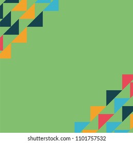 Abstract geometric background with colored triangles in the corners. Can be used as poster, banner, border, background, Wallpaper, card, print and etc. Eps10 vector.