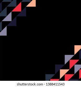 Abstract geometric background with colored triangles in the corners. Can be used as poster, banner, border, background, Wallpaper, card, print and etc. Eps10 vector.