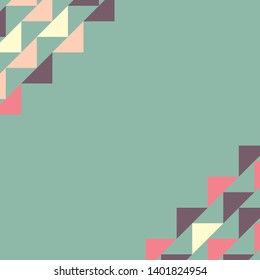 Abstract geometric background with colored triangles in the corners. Can be used as poster, banner, border, background, Wallpaper, card, print and etc. Eps10 vector.