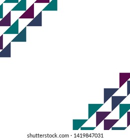 Abstract geometric background with colored triangles in the corners. Can be used as poster, banner, border, background, Wallpaper, card, print and etc. Eps10 vector.