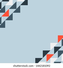 Abstract geometric background with colored triangles in the corners. Can be used as poster, banner, border, background, Wallpaper, card, print and etc. Eps10 vector.
