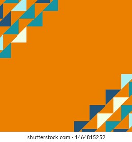 Abstract geometric background with colored triangles in the corners. Can be used as poster, banner, border, background, Wallpaper, card, print and etc. Eps10 vector.
