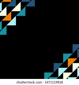 Abstract geometric background with colored triangles in the corners. Can be used as poster, banner, border, background, Wallpaper, card, print and etc. Eps10 vector.