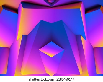 Abstract geometric background with colorful 3D shapes or architectural forms for booklet or video conference backdrop