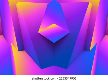 Abstract geometric background with colorful 3D shapes or architectural forms for booklet or video conference backdrop