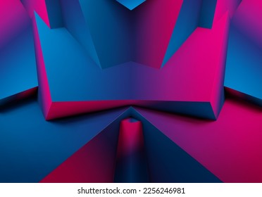 Abstract geometric background with colorful 3D shapes or architectural forms for booklet or video conference backdrop