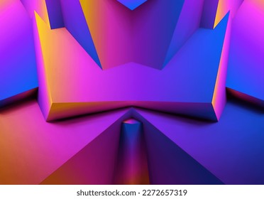Abstract geometric background with colorful 3D shapes or architectural forms for booklet or video conference backdrop