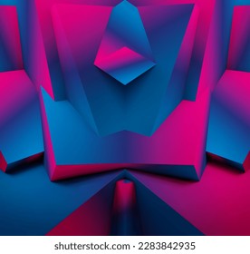 Abstract geometric background with colorful 3D shapes or architectural forms for booklet or video conference backdrop