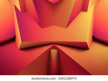 Abstract geometric background with colorful 3D shapes or architectural forms for booklet or video conference backdrop