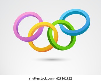 Abstract geometric background with colorful 3D circle and rings.