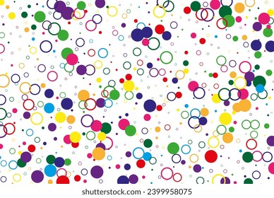 Resumen del fondo geométrico de los círculos coloridos, círculos arcoiris sobre fondo blanco
