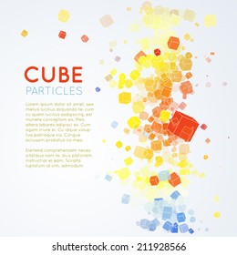 Abstract geometric background with colorful cube particles