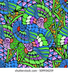 Abstract geometric background of colorful Doodle patterns