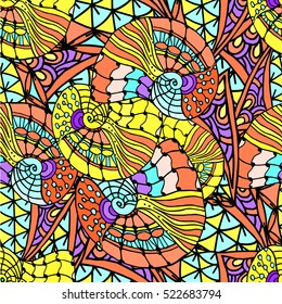 Abstract geometric background of colorful Doodle patterns
