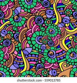 Abstract geometric background of colorful Doodle patterns
