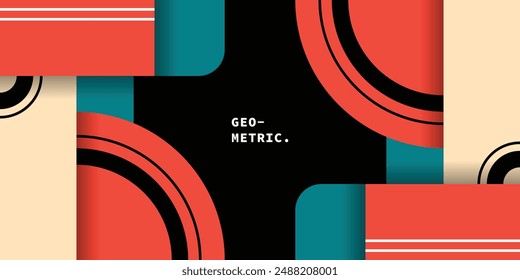 Abstract geometric background. Colorful geometry design. Modern polygon backdrop. Rectangle and curve shapes graphic element.