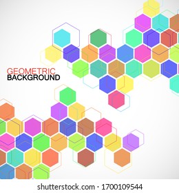 Fondo geométrico abstracto con hexágonos coloridos. Ilustración del vector