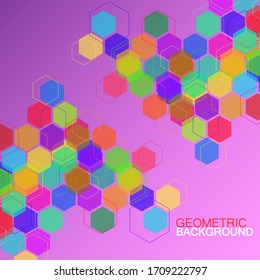Abstrakter geometrischer Hintergrund mit bunten Hexagons. Vektorillustration