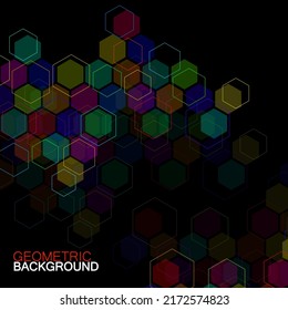 Resumen del fondo geométrico con hexágonos coloridos. Ilustración del vector