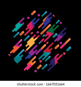 Abstract geometric background. Colorful image.Modern style abstraction with composition made of various rounded shapes in color. Vector illustration