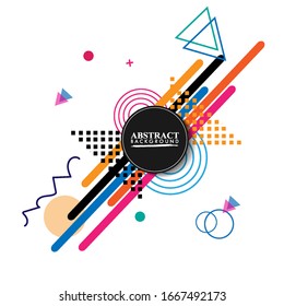 Abstract geometric background. Colorful image.Modern style abstraction with composition made of various rounded shapes in color. Vector illustration