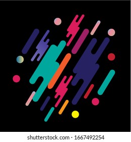 Abstract geometric background. Colorful image.Modern style abstraction with composition made of various rounded shapes in color. Vector illustration